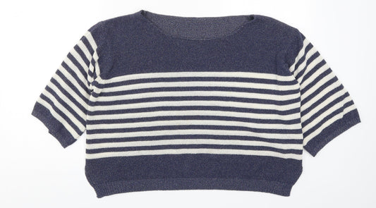 Preworn Womens Blue Striped Knit Pullover Jumper Size S