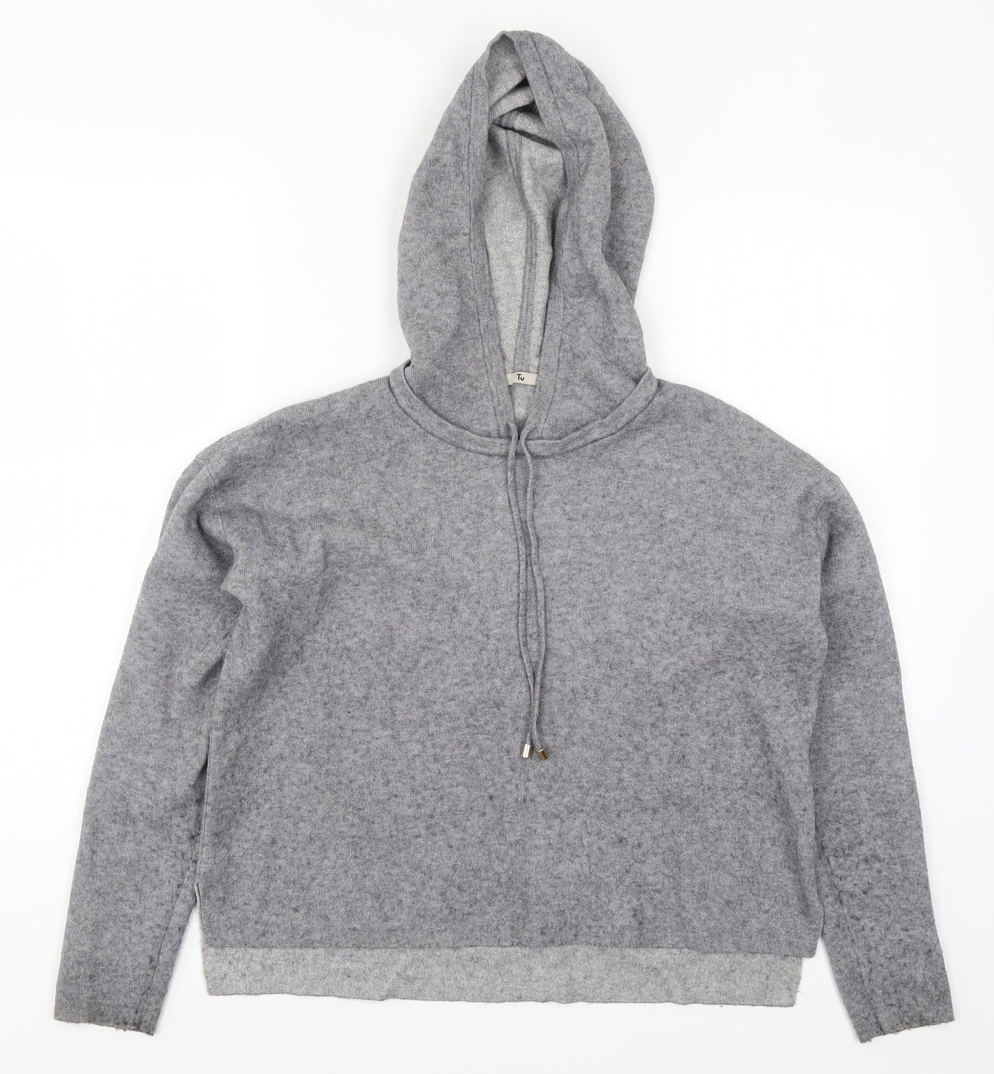 TU Womens Grey  Knit Pullover Hoodie Size 10