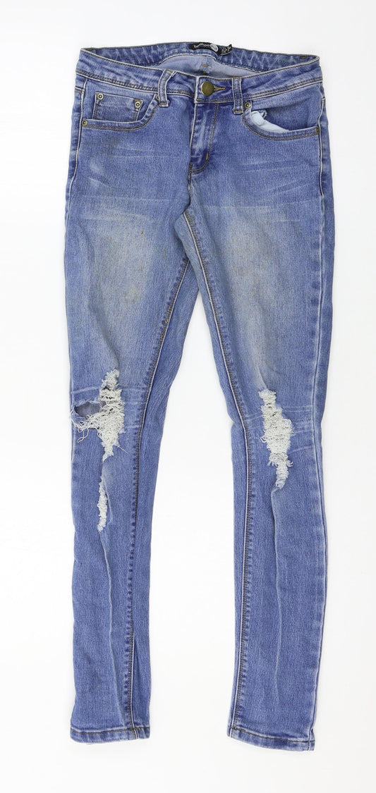 Preloved Boohoo Womens Blue  Denim Skinny Jeans Size 8 L28 in - Front