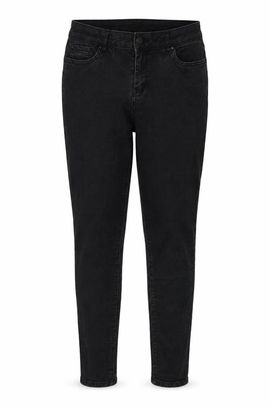 Front view of Denim & Co. women’s grey denim skinny jeans, size UK 14, 28-inch leg