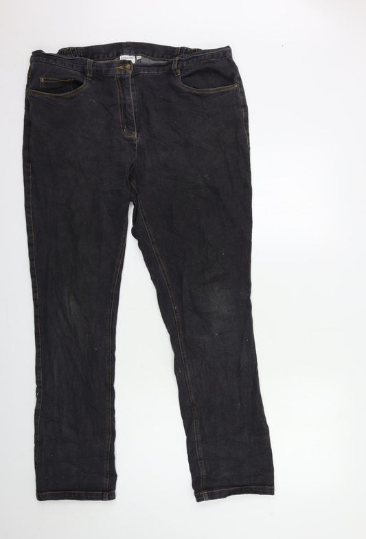Signature Womens Grey  Denim Straight Jeans Size 2XL L31 in