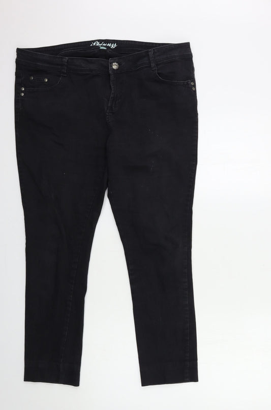 Preworn Womens Black  Denim Skinny Jeans Size 38 in L28 in