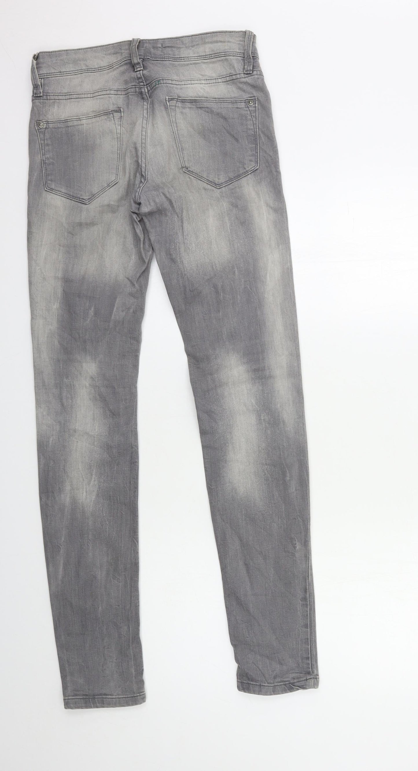Preworn Womens Grey  Denim Skinny Jeans Size 8 L32 in