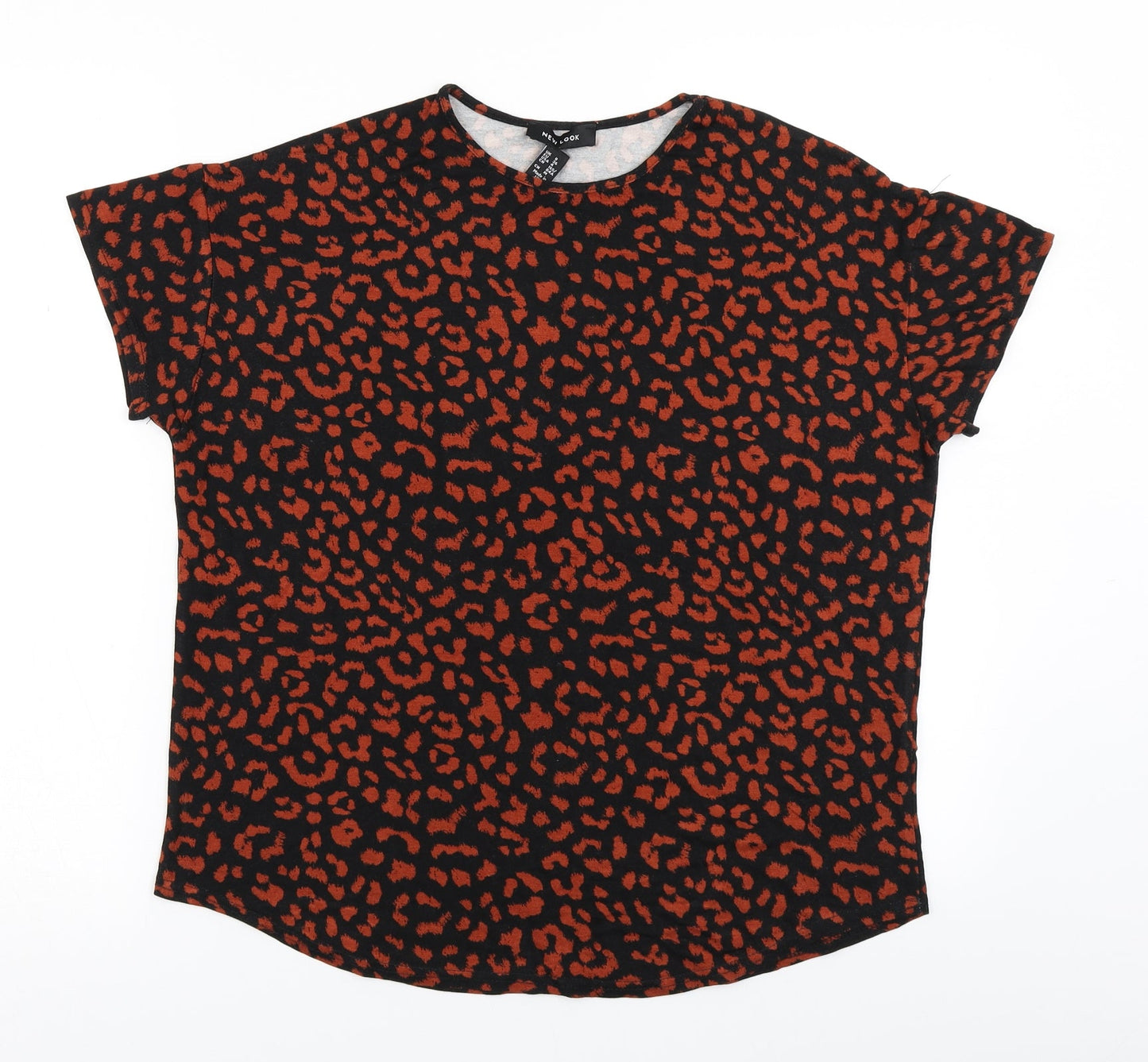 New Look Womens Brown Animal Print  Basic T-Shirt Size 8