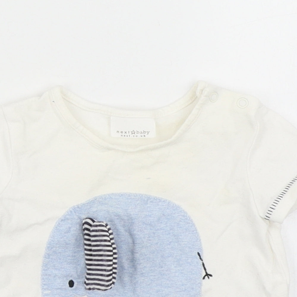 NEXT Baby White   Basic T-Shirt Size 0-3 Months  - elephant