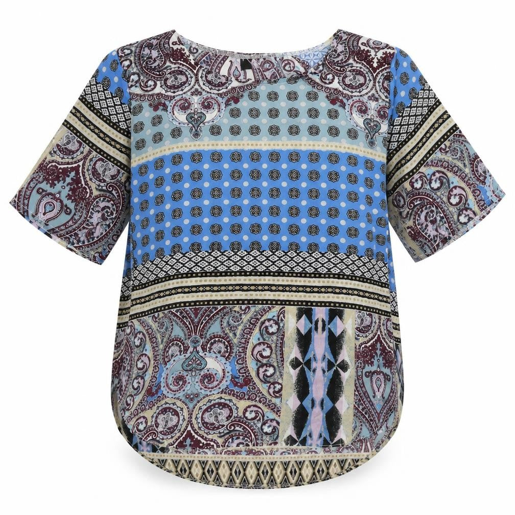 Missguided Womens Blue Paisley  Basic Blouse Size 8