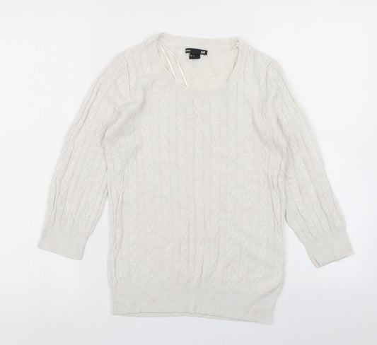 H&M Womens White  Knit Pullover Jumper Size XS