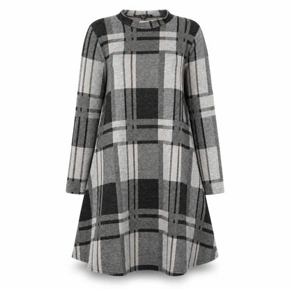 Front view of Atmosphere women’s black plaid fit & flare, size UK 8