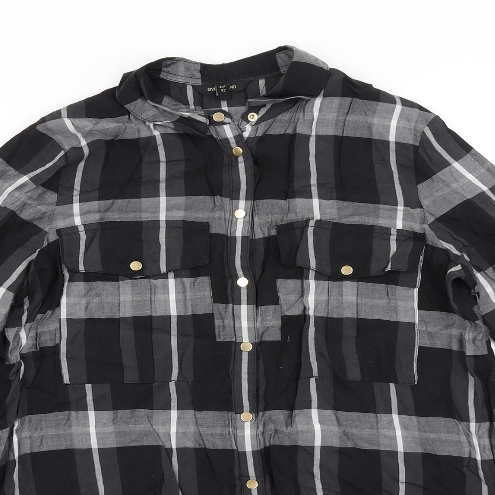 River Island Womens Black Check  Basic Blouse Size 6