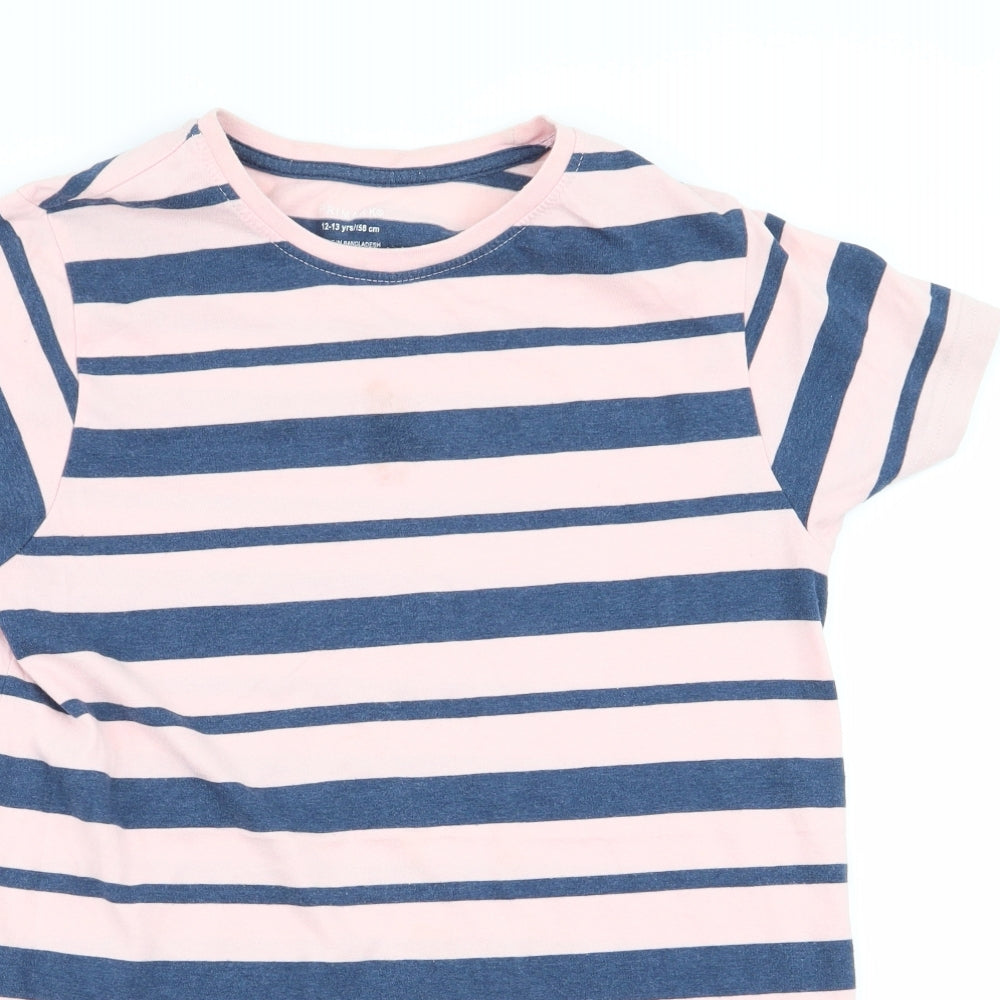 Primark Girls Multicoloured Striped  Basic T-Shirt Size 12-13 Years