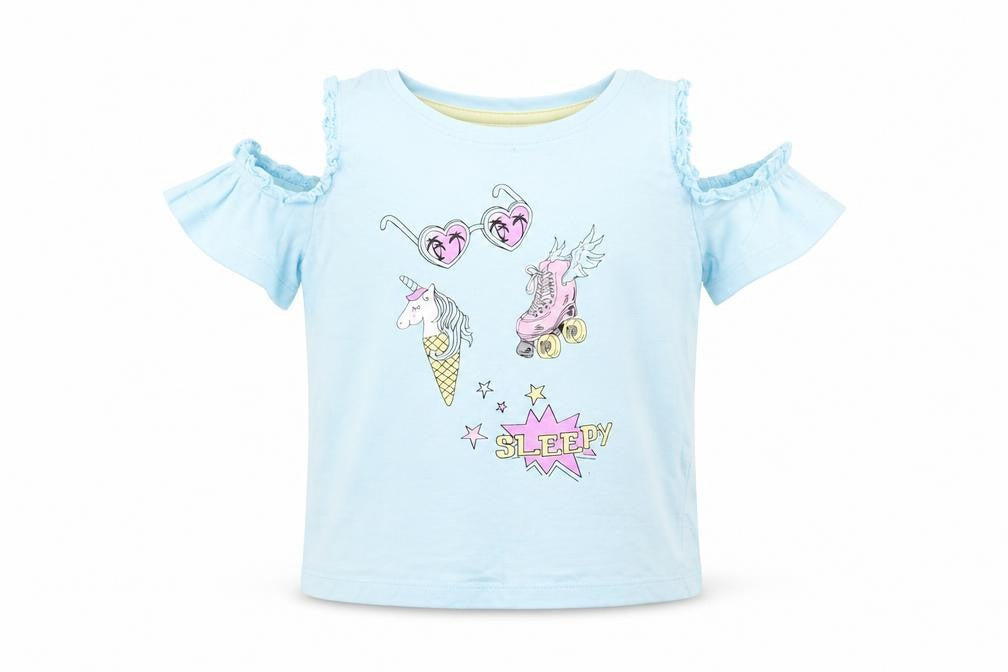 Matalan Girls Blue Solid  Top Pyjama Top Size 6 Years