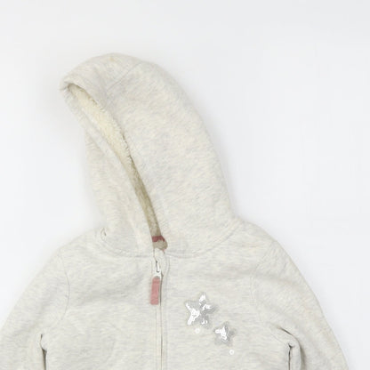Preloved Nutmeg Girls Ivory   Full Zip Jumper Size 7-8 Years - Detail