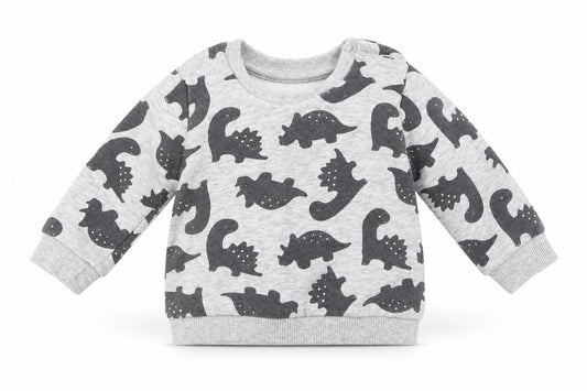 Front view of Matalan boys’ grey animal print jumper, size 0-3, months