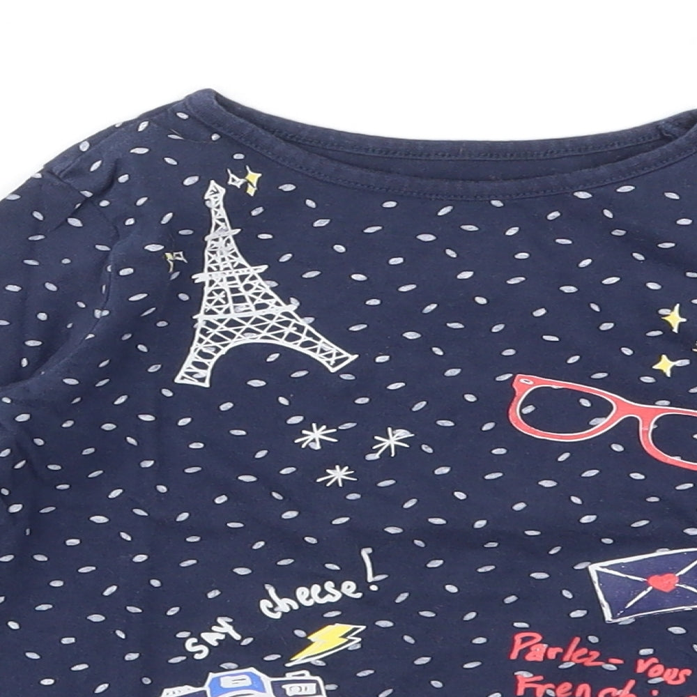 INDEXTENSO Girls Blue Spotted  Basic T-Shirt Size 4 Years