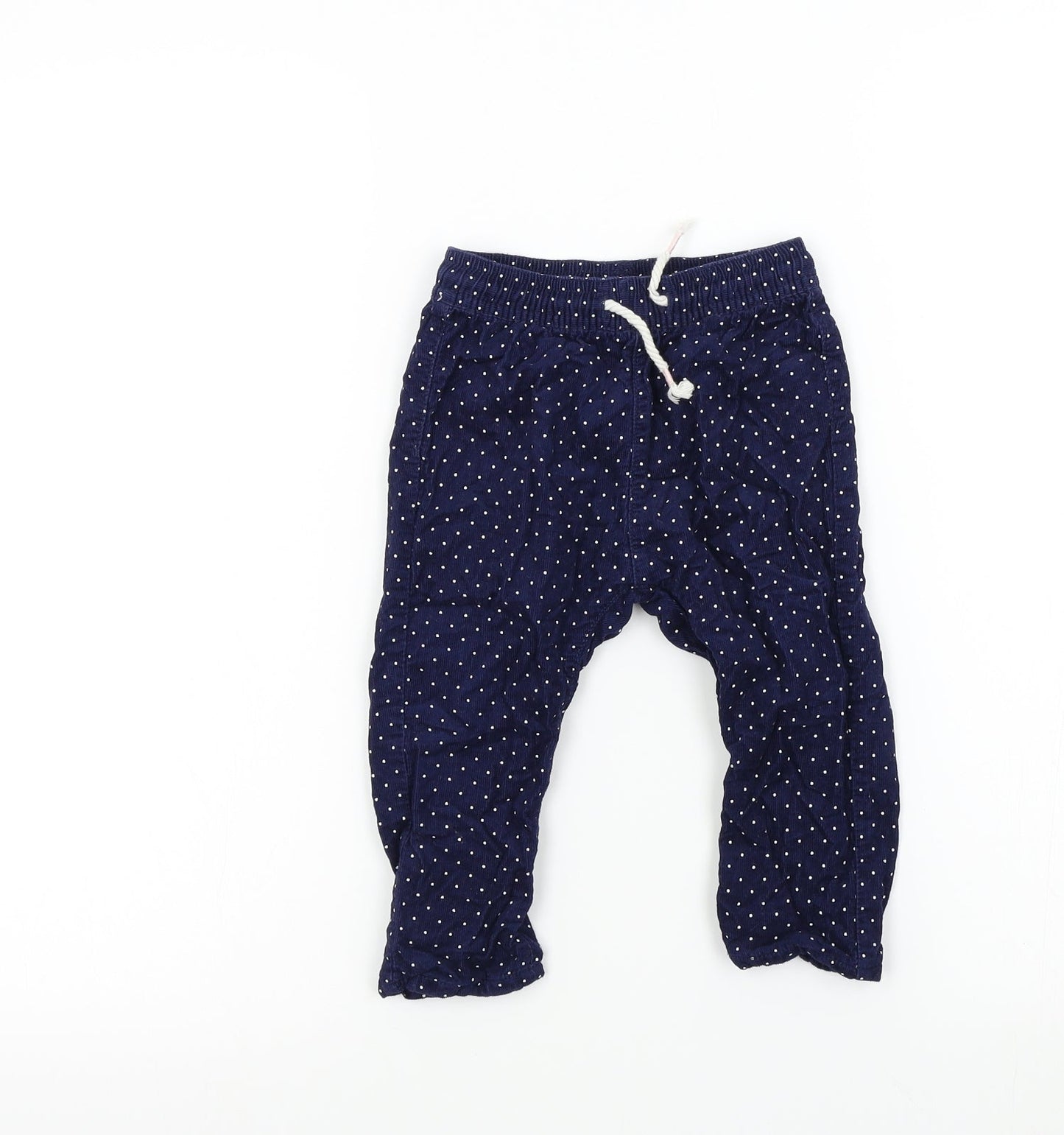 H&M Girls Blue Spotted  Cargo Trousers Size 9 Months