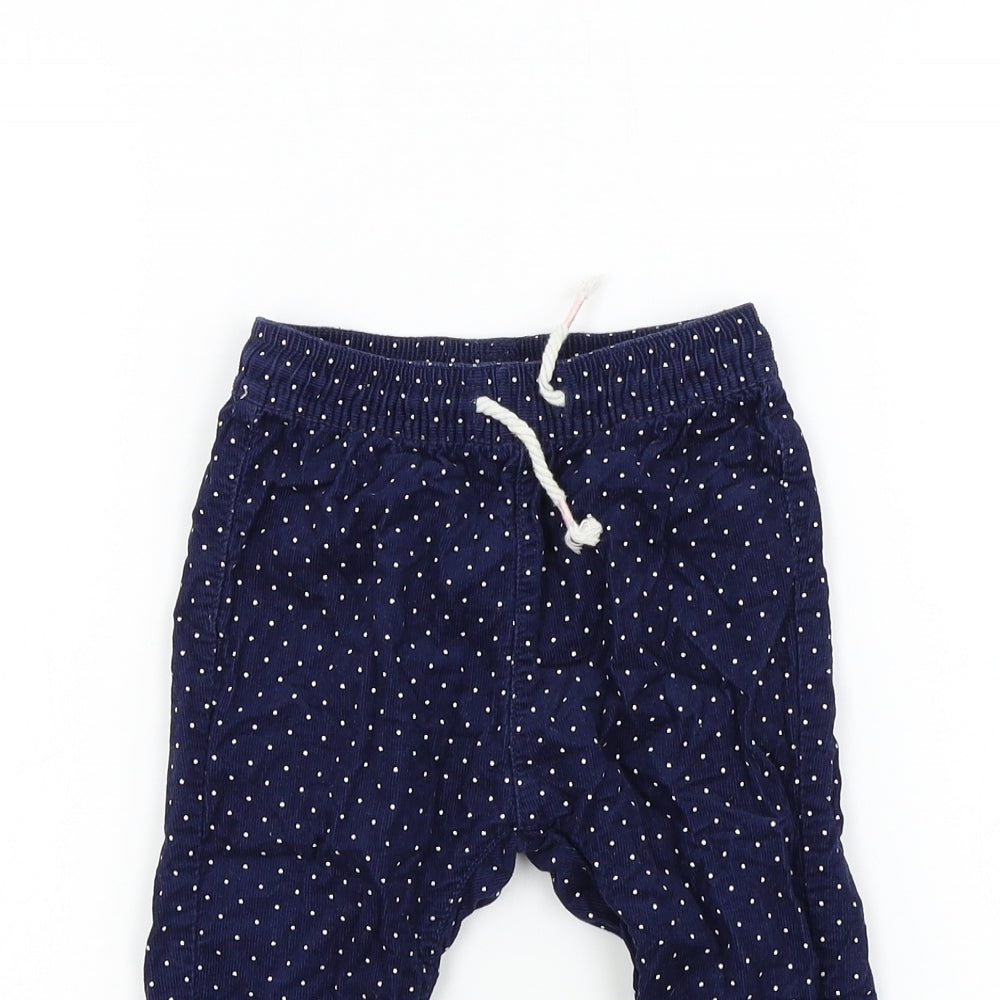 H&M Girls Blue Spotted  Cargo Trousers Size 9 Months