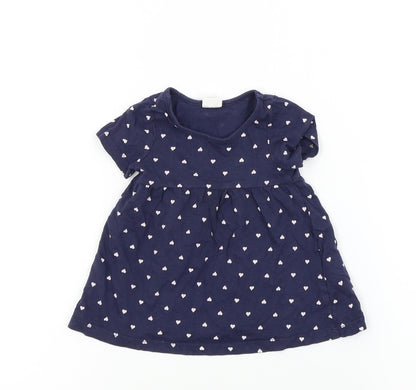 Additional front view of H&M girls’ blue colourblock basic t-shirt, size 3-6, months