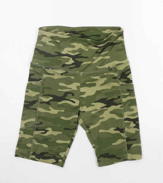 saesa Womens Green Geometric  Sweat Shorts Size S