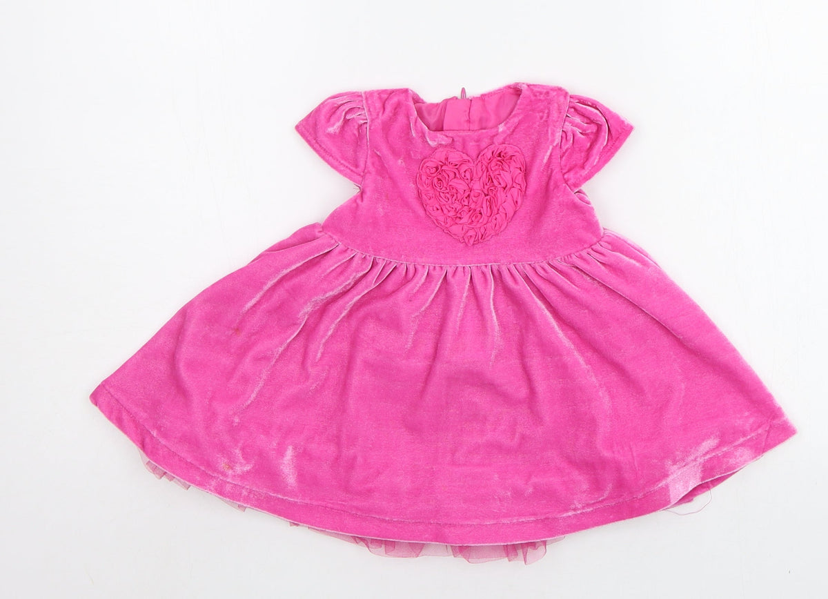 Additional front view of Coolclub girls’ pink fit & flare, size 6-9, months