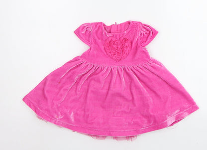 Additional front view of Coolclub girls’ pink fit & flare, size 6-9, months
