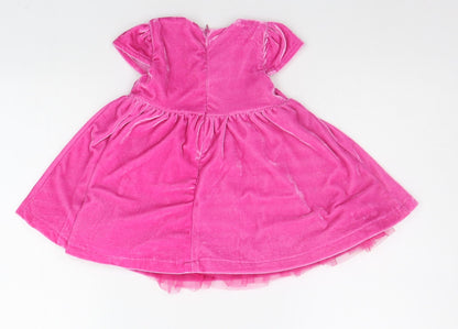 Back view of Coolclub girls’ pink fit & flare, size 6-9, months