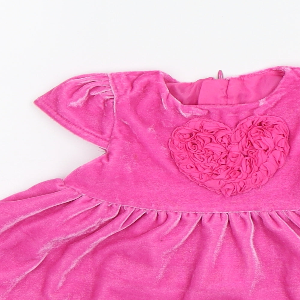 Close-up detail of Coolclub girls’ pink fit & flare, size 6-9, months