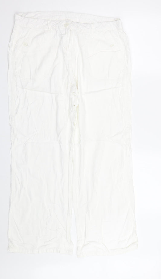 M&S Womens White   Trousers  Size 16 L27 in