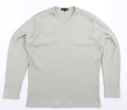 Preloved George Mens Green  Knit Pullover Jumper Size M - Front