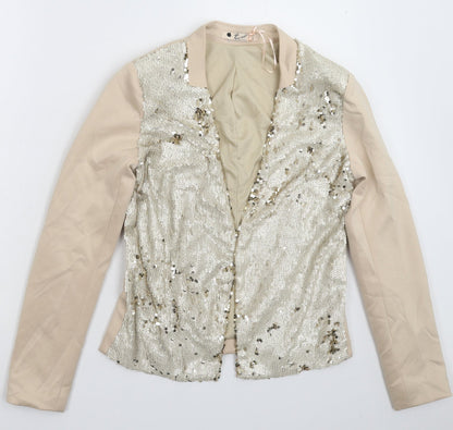 Additional front view of eve women’s beige jacket blazer, size UK 10