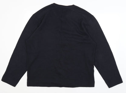 Back view of Fraser men’s blue jumper, size L