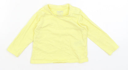 Additional front view of Lupilu Baby Yellow Basic T-Shirt, size 9-12, Months