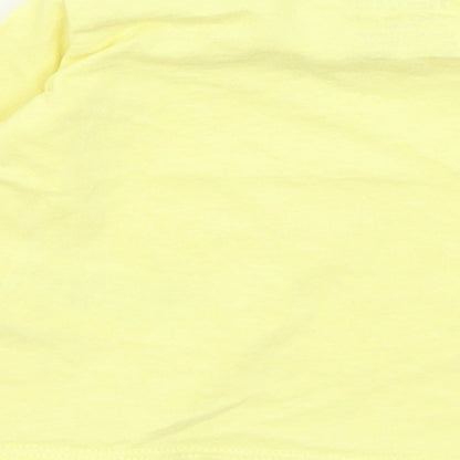 Brand and care label for Lupilu Baby Yellow Basic T-Shirt, size 9-12, Months