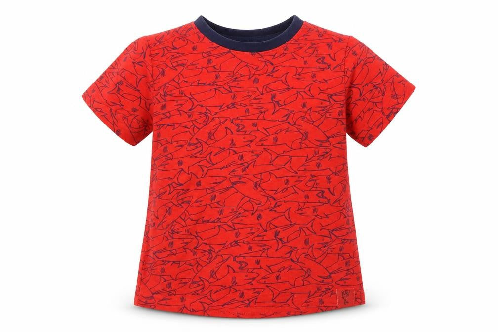 Nutmeg Baby Red   Basic T-Shirt Size 12-18 Months  - Sharks