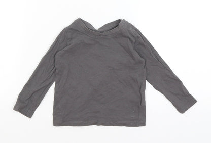 Additional front view of Lupilu Baby Grey Basic T-Shirt, size 9-12, Months