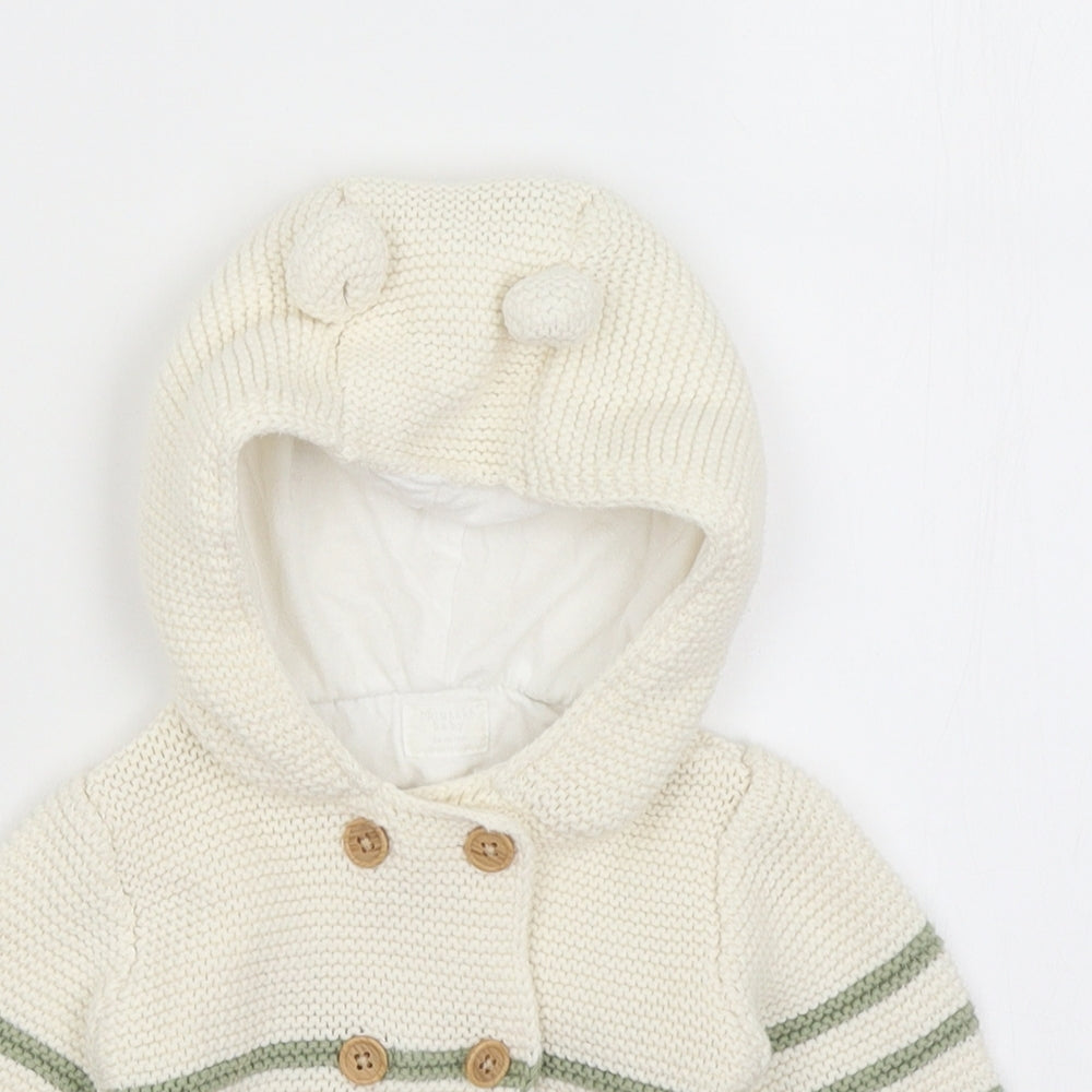 Primark Baby Ivory Striped  Cardigan Jumper Size 6-9 Months