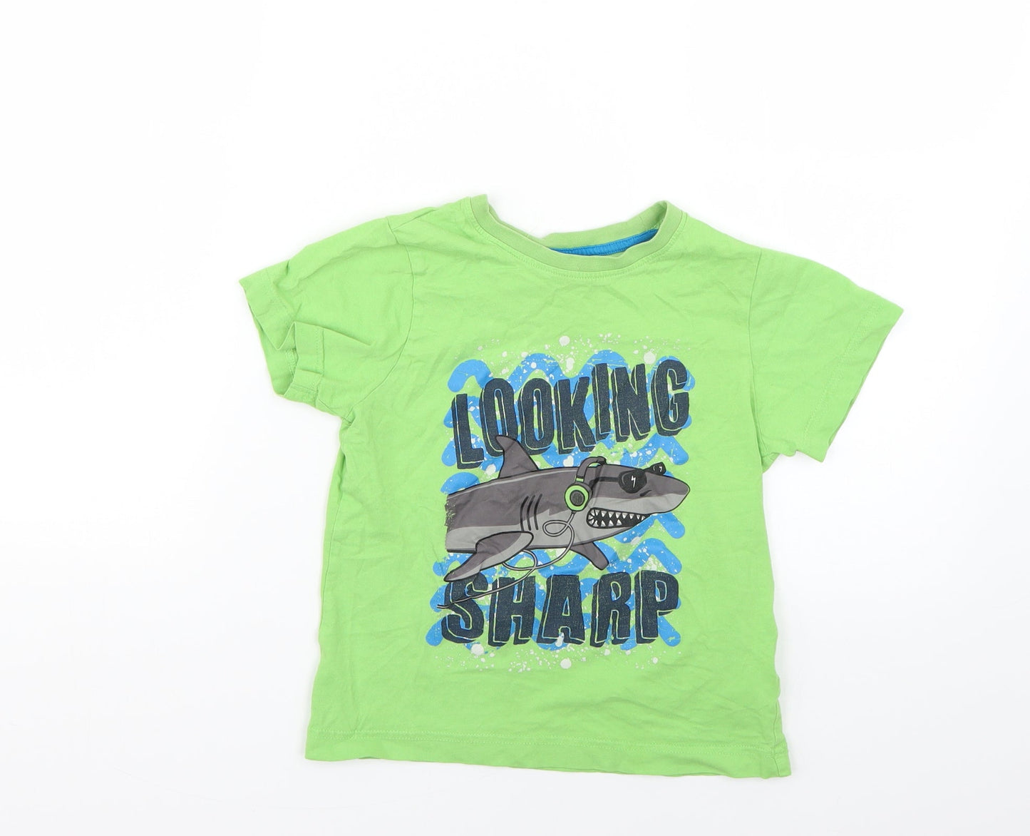Matalan Boys Green Geometric  Basic T-Shirt Size 7 Years