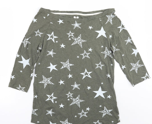 Very Womens Green Geometric  Basic T-Shirt Size 12
