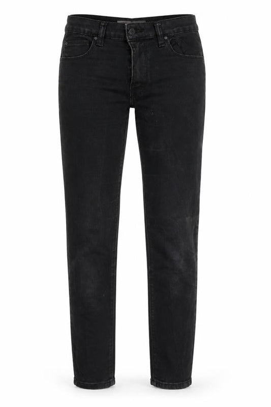 Front view of Denim & Co. women’s black skinny jeans, size UK 12, 28-inch leg