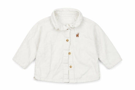 Front view of Marks & Spencer boys’ white basic button-up, size 6-9, months
