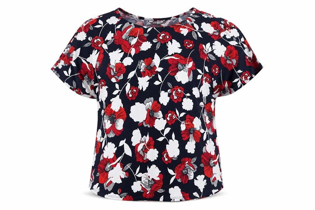 The Collection by Debenhams Womens Blue Floral  Basic T-Shirt Size 10