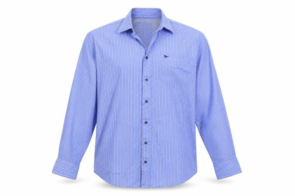 Black Label Mens Blue Striped   Button-Up Size M