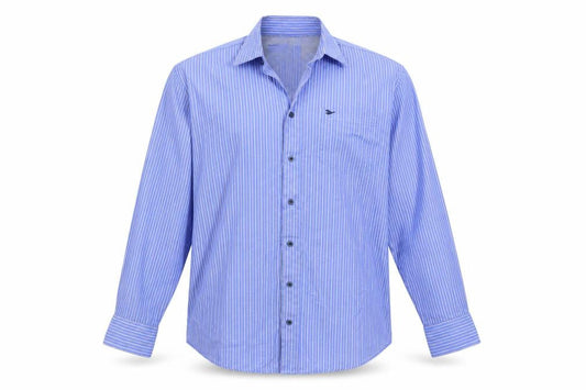 Black Label Mens Blue Striped   Button-Up Size M