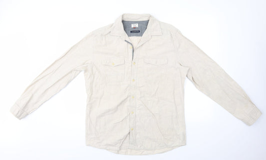 NEXT Mens Beige    Button-Up Size L