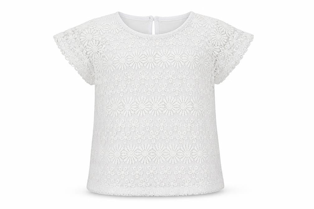 TU Girls White Floral  Basic T-Shirt Size 6 Years