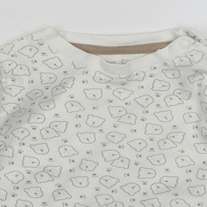 Close-up detail of Lupilu Baby White Animal Print Basic T-Shirt, size 3-6, Months