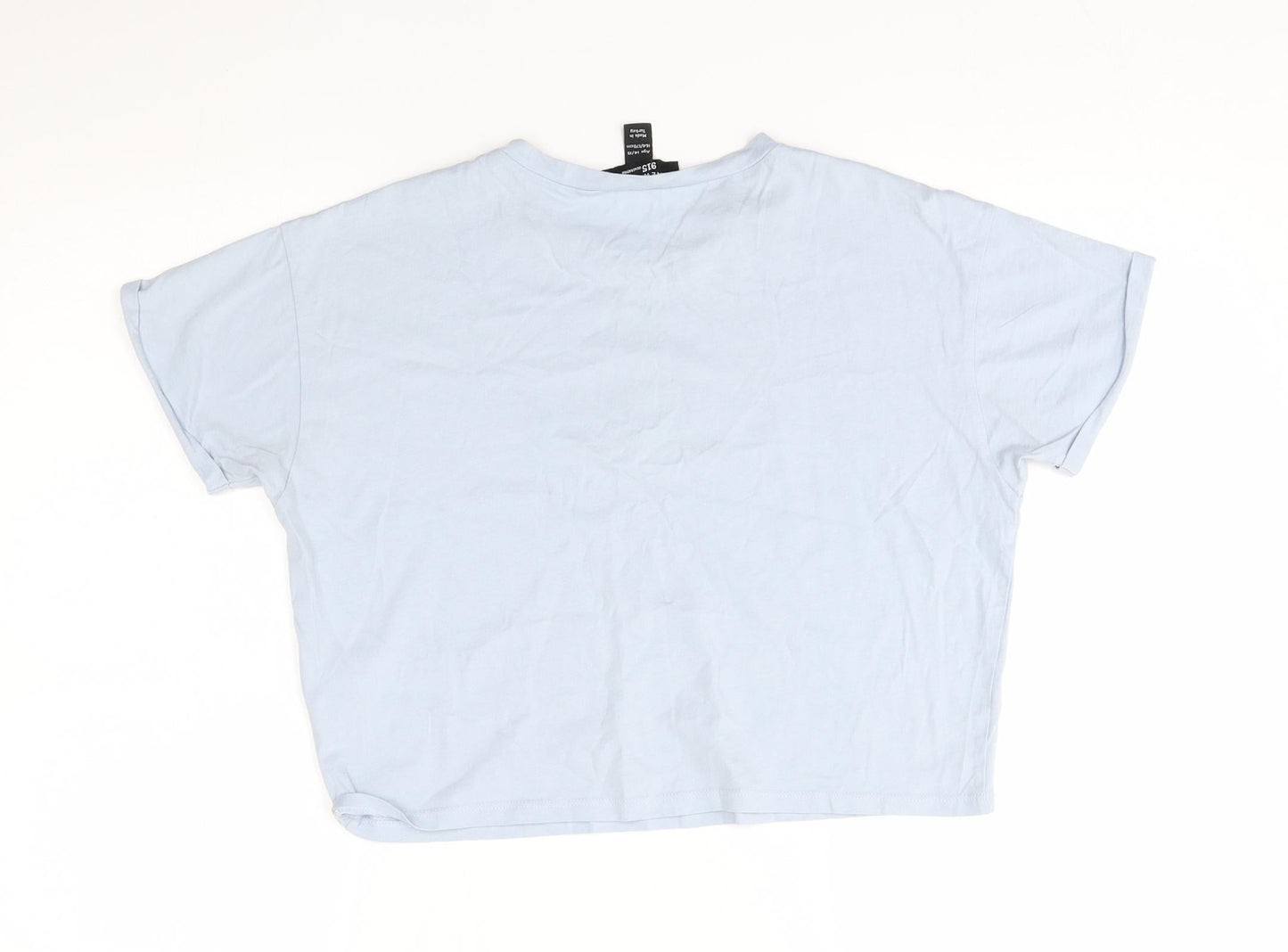New Look Girls Blue   Basic T-Shirt Size 14-15 Years  - think happy :)