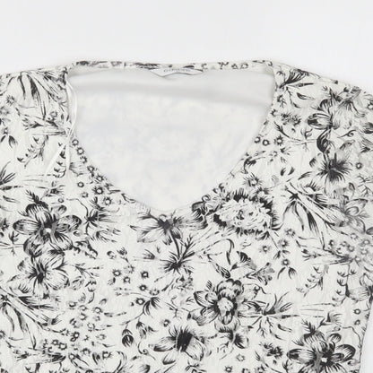 Editions Womens White Floral  Basic Blouse Size 10