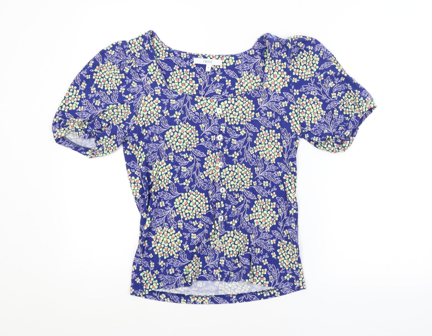 NEXT Womens Blue Floral  Basic Blouse Size 8