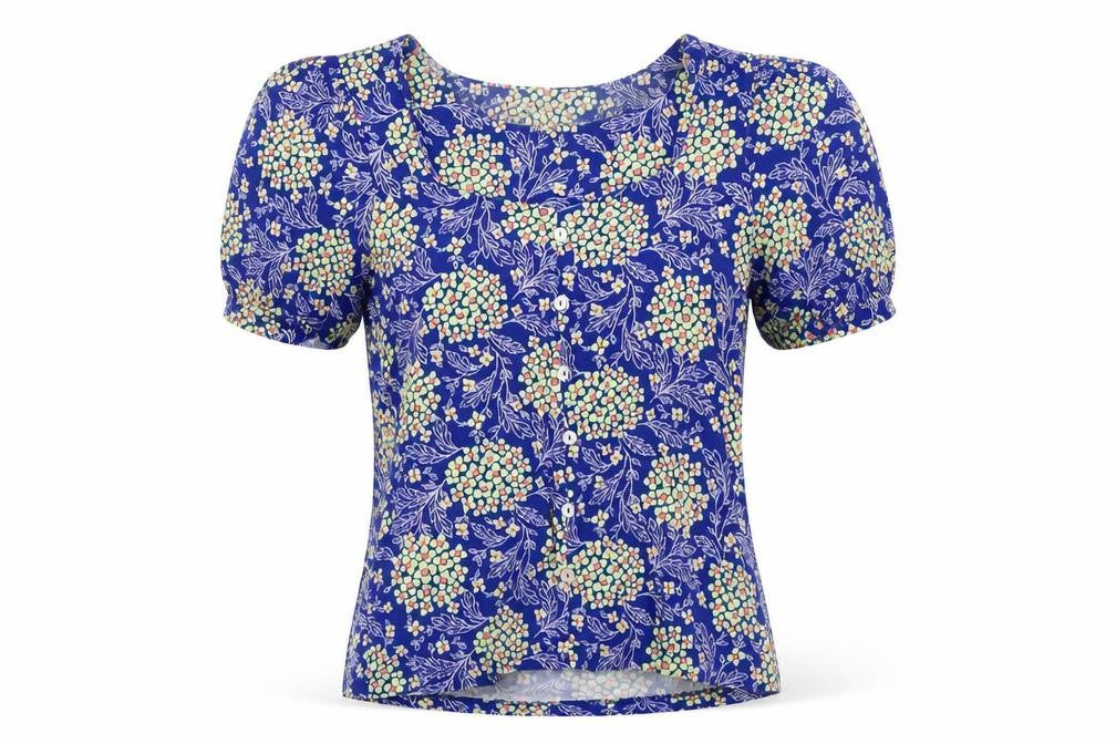 NEXT Womens Blue Floral  Basic Blouse Size 8