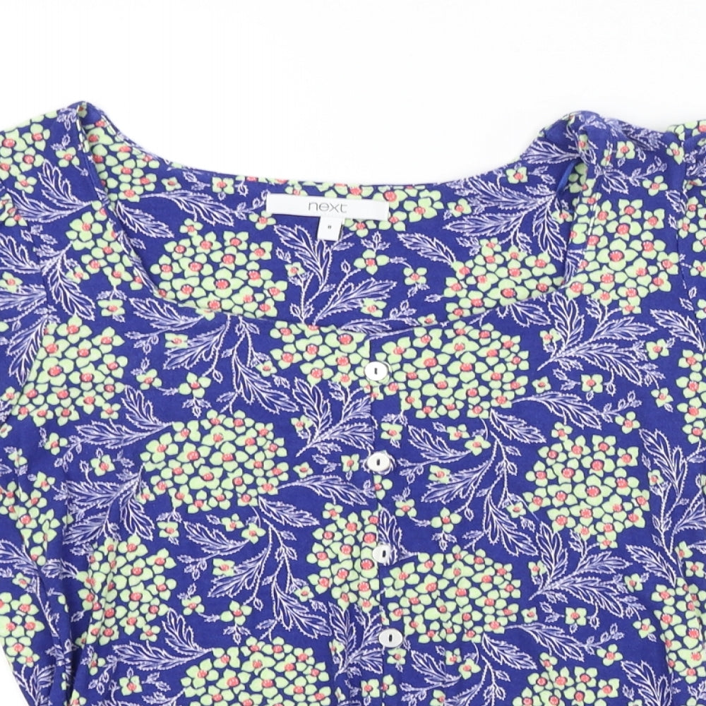 NEXT Womens Blue Floral  Basic Blouse Size 8